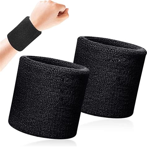 quelcc  pcs sweatbands sweat bands wristbands thicken black