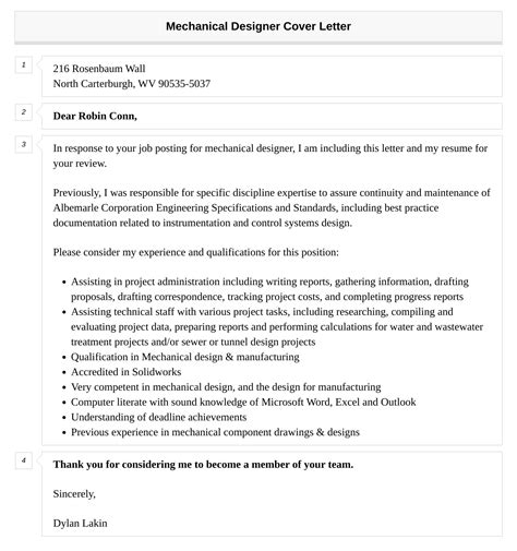 Mechanical Designer Cover Letter Velvet Jobs