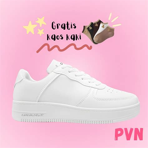 Pvn Sepatu Sneakers Wanita Sepatu Sekolah Wanita Kekinian Warna Hitam