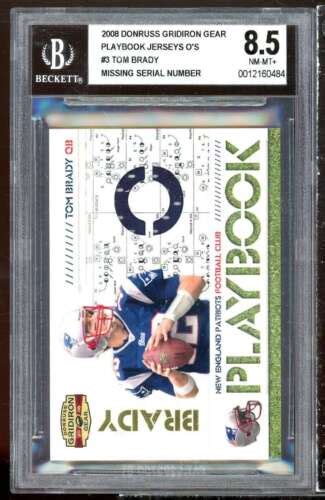 Tom Brady Card 2008 Donruss Gridiron Gear Playbook Jerseys O S 3 BGS 9