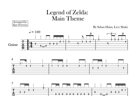 The Legend Of Zelda Arr Igor Ferreira Sheet Music Saban Haim Guitar Tab