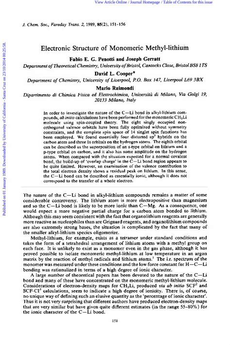 PDF Electronic Structure Of Monomeric Methyl Lithium DOKUMEN TIPS