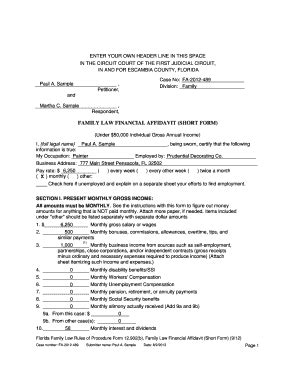 Financial Affidavit Florida Complete With Ease Airslate Signnow