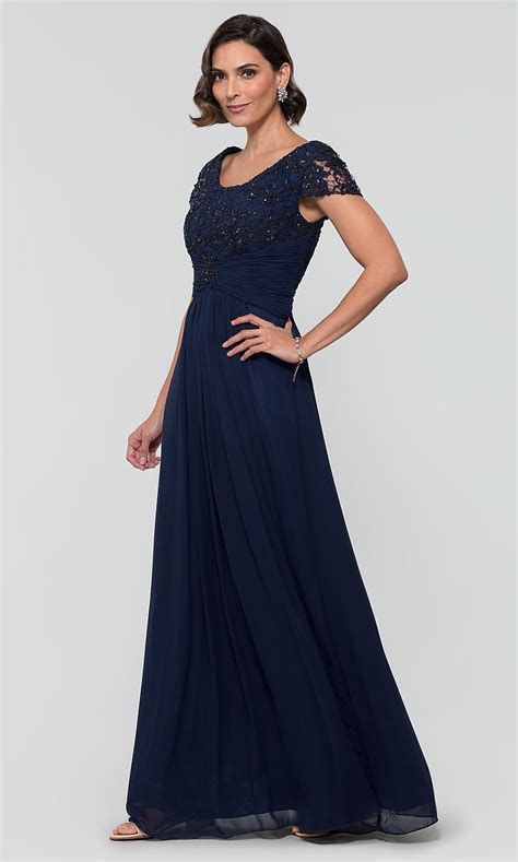 Navy Blue Long Mother Of The Bride Dress In Chiffon Dresses Bride