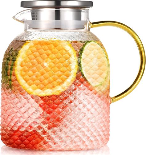 Water Jug Zbufan 1 8l Glass Jug With Lid Glass Water Jug For Fridge Heat Resistant Water