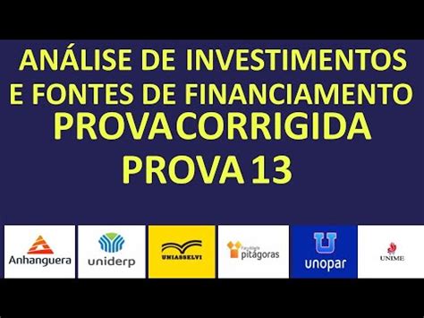 Prova Gabarito De An Lise De Investimentos E Fontes De