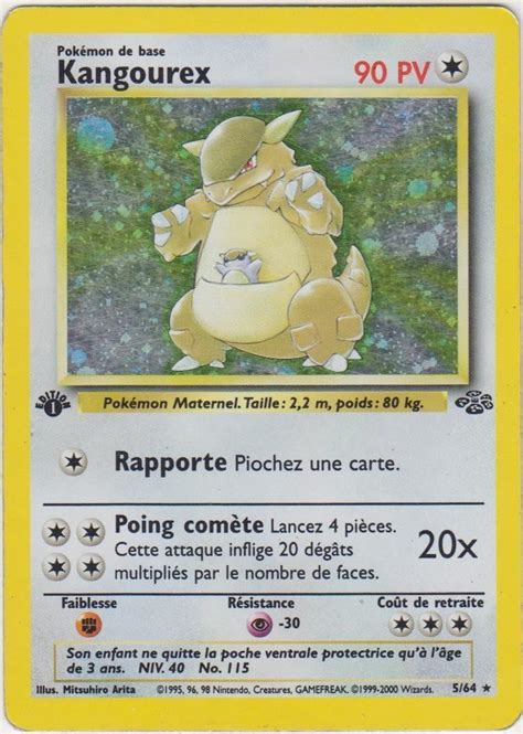 Kangourex édition 1 Holographique carte Pokémon 5 64 Jungle