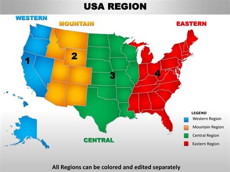 Usa eastern region country editable powerpoint maps with states and c…