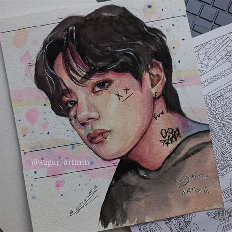 Taehyung Watercolor Fanart Fan Art Male Sketch Art