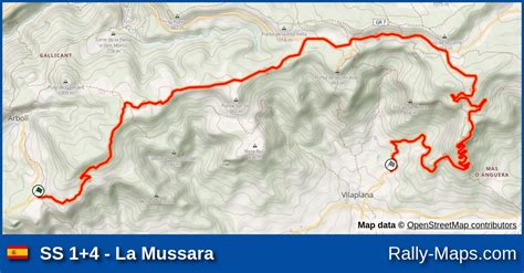 SS 1 4 La Mussara stage map Rally de España 2008 WRC Rally