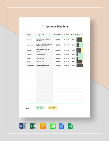 Assignment Schedule Template 7 Free Word Excel Pdf Format Download