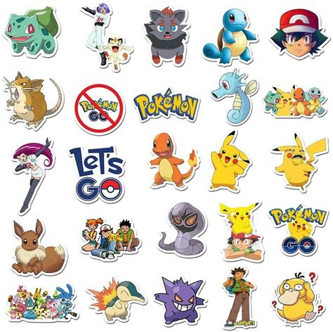 50 Pièces Autocollants Pokémon Autocollants Pour Hydroflasque Ordinateur Dessin Animé