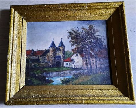 A Very Old Village View Oil Painting on a Wooden Panel - Etsy