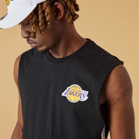 New Era Nba Left Chest Logo Los Angeles Lakers Sleeveless T Shirt Black