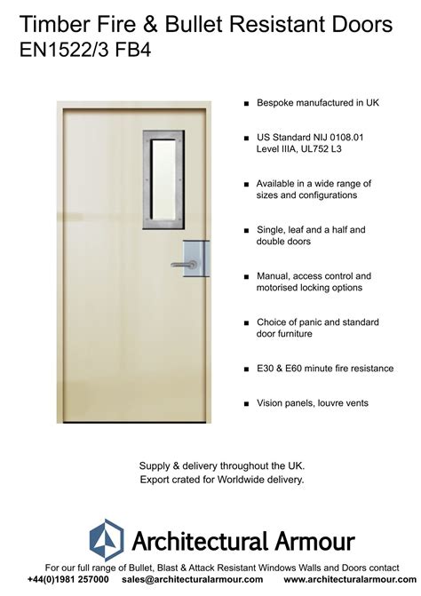 Architectural Armour Bs En 15223 Fb4 Bullet Resistant Timber Fire Doors