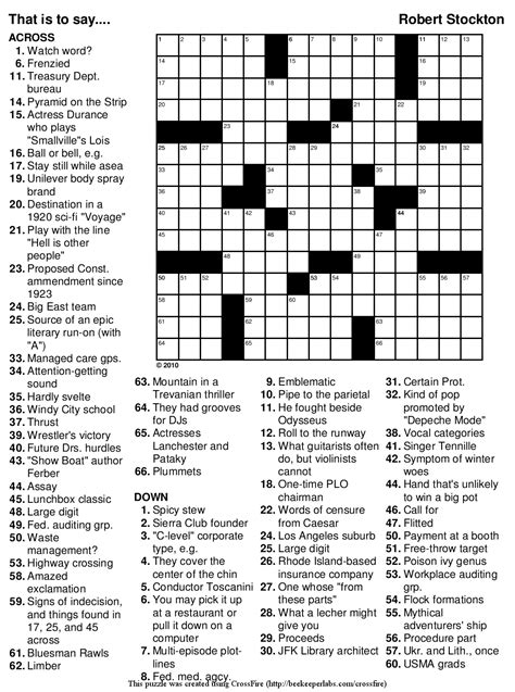 Printable Daily Commuter Crossword Puzzles