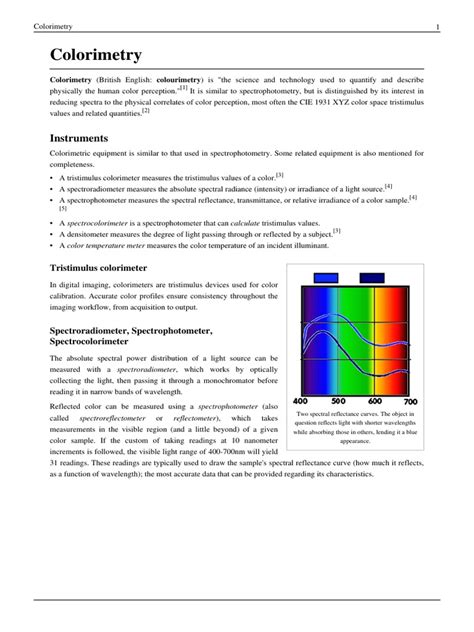 Colorimetry: Instruments | PDF | Electromagnetic Spectrum | Scientific Observation