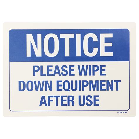 Please Wipe Down Equipment After Use Notice