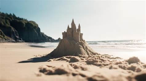 Premium AI Image | Sand castle on the beach