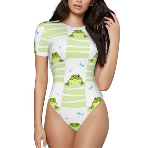 Gaeub Frogs And Dragonflies Women'S Short Sleeve One Piece Swimsuit
