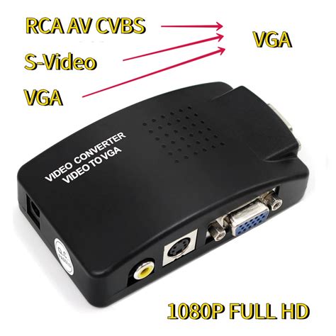 Adaptador av para vga conversor vga para pc notebook vídeo tv rca