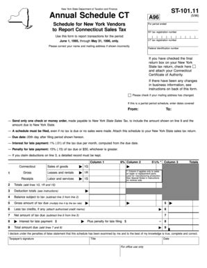 Fillable Online Tax Ny Form ST 101 11 May 1996 Annual Schedule CT