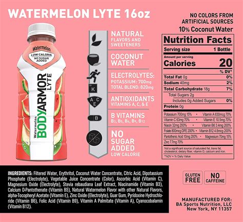 Bodyarmor Lyte Sports Drink Low Calorie Sports Beverage Watermelon