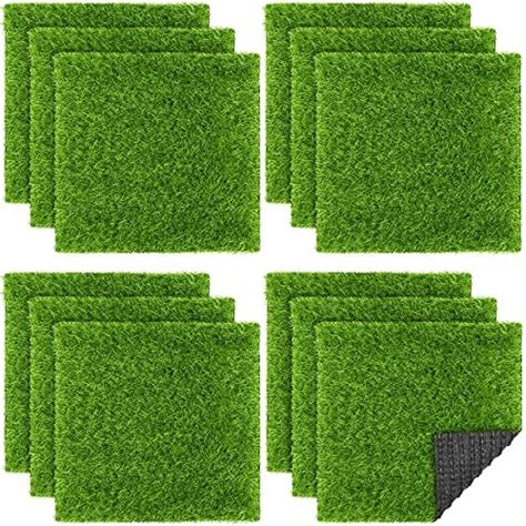 Amazon Juvale Pack Non Slip Artificial Grass Tiles For Indoor