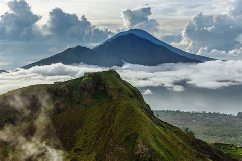 Premium Photo Active Indonesian Volcano Batur In The Tropical Island