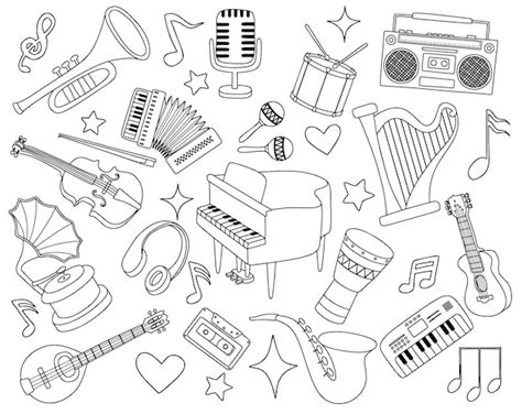 Premium Vector Set Of Musical Instrument Doodle