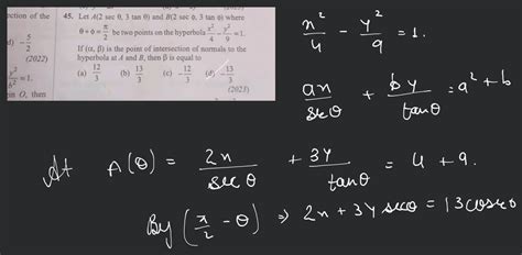 Let A Sec Tan And B Sec Tan Where Be Two Points On The