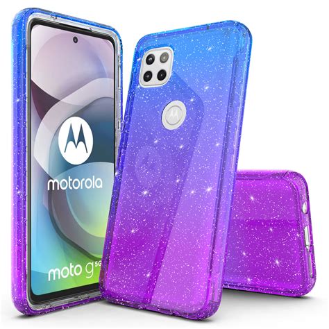 Motorola One 5g Ace Case Moto G 5g Case Rosebono Hybrid Glitter Colorful Gradient Tpu Cover