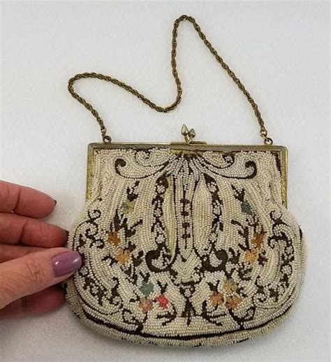 Antique Vintage Beaded Purse Metro Bag Works Hand Made In Beaded Purses Beaded Bags Scroll