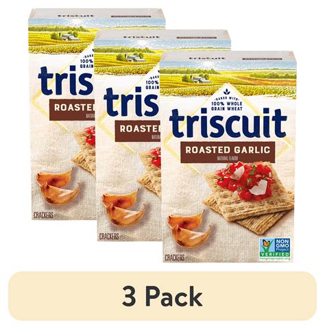 3 Pack Triscuit Roasted Garlic Whole Grain Wheat Crackers 85 Oz