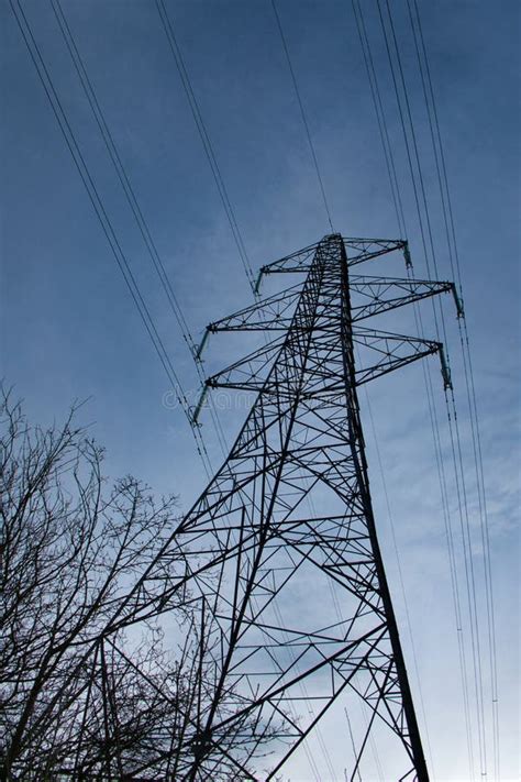 A High Voltage Electricity Transmission Pylon In Winter In The UK Stock