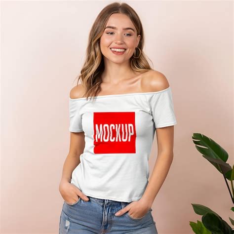 Premium PSD A Woman Wearing A White Tshirt Mockup Psd