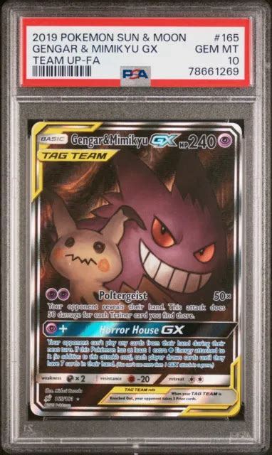 Pokemon Gengar And Mimikyu Gx Team Up Ultra Rare Alt Art 165 Psa 10 Gem