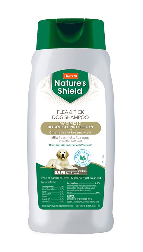 Hartz Nature's Shield Natural Flea & Tick Dog Shampoo, 14-oz Bottle