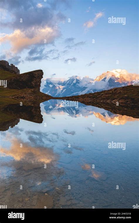 Sunset Over Grauseeli Lake With Eiger Monch And Jungfrau Mountains In