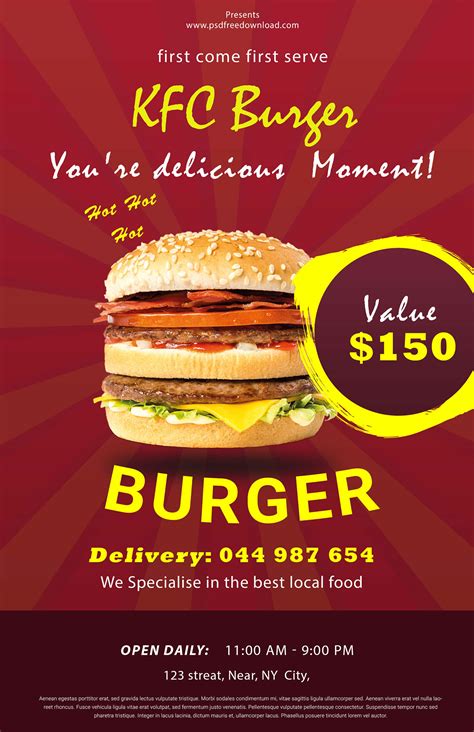 Burger Flyer Psd Free Template On Behance