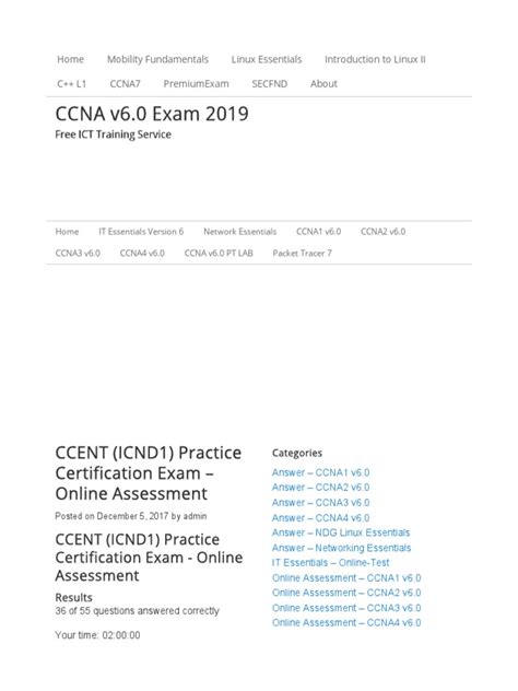 Ccent Icnd1 Practice Certification Exam Online Assessment Pdf Ip Address Router