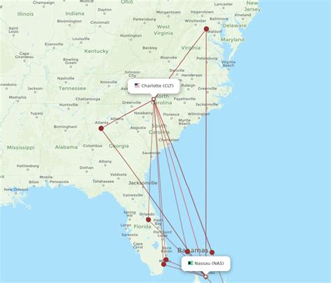 All Flight Routes From Nassau To Charlotte Nas To Clt Flight Routes