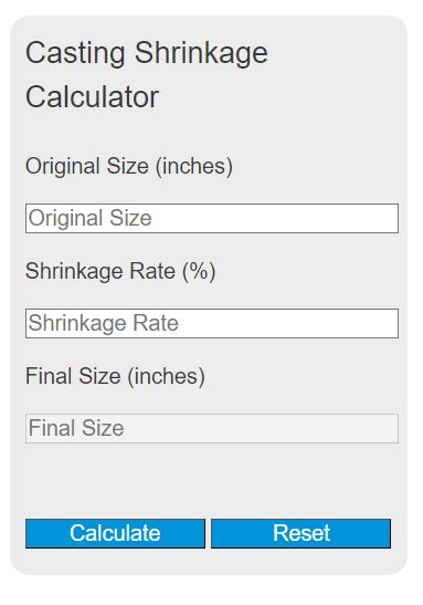 Casting Shrinkage Calculator - Calculator Academy