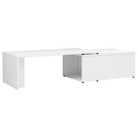 DUOKON Table basse Blanc brillant 150x50x35 cm Aggloméré Cdiscount