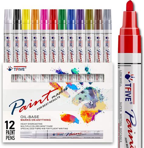 Tfive Paint Pens Paint Markers Never Fade Quick Dry And Permanent 12 Color Oil