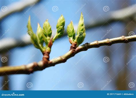 A Bud Sprouting On A Tree Branch Stock Image Image Of Life Sprouting 297171669