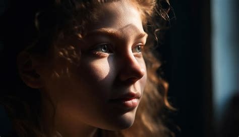 Premium Photo Young Woman Smiling In Nature Sunlight Glow Generated By Ai