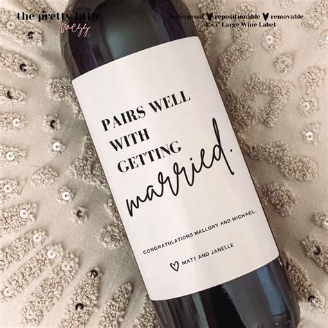 Wedding Wine Label Engagement T Pairs Well With Getting Etsy