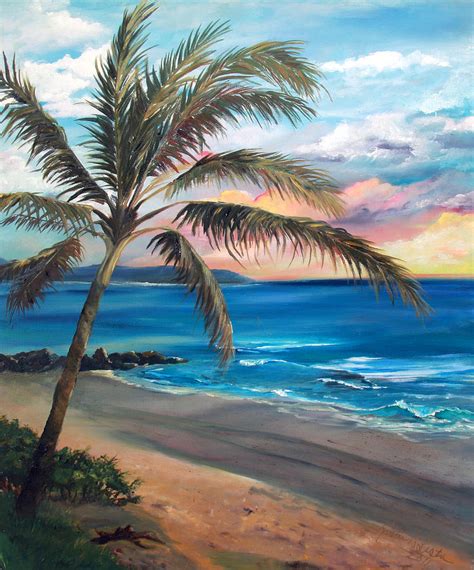 Sunset At The Seashore Painting By Kristin Lester