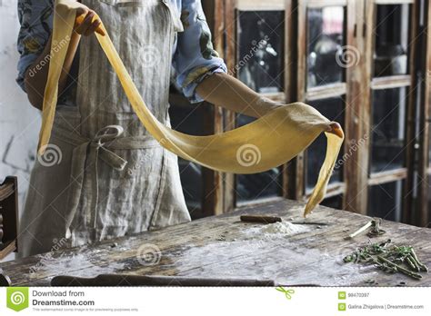 Young Woman In Beautiful Dress And Apron Preparing The Dough Stock Image Image Of Italian